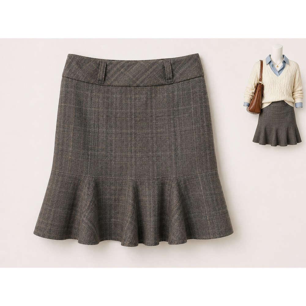 Copper Key Plaid Skirt Womens Size 5 Preppy Academia Brown Check Y2K
